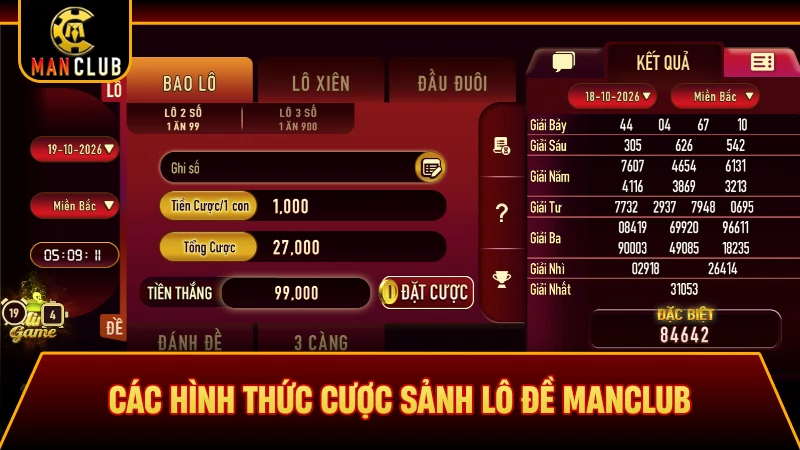 Các hình thức cược sảnh lô đề Manclub