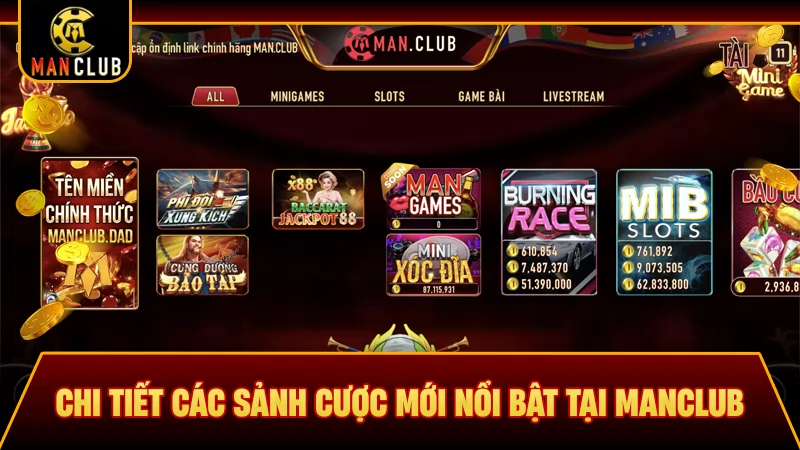 Chi tiết các sảnh cược mới nổi bật tại Manclub