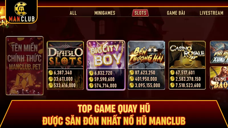 Top game quay hũ được săn đón nhất nổ hũ Manclub